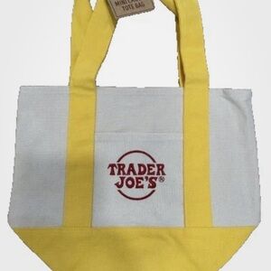 Trader Joe's Yellow and White Mini Tote Bag